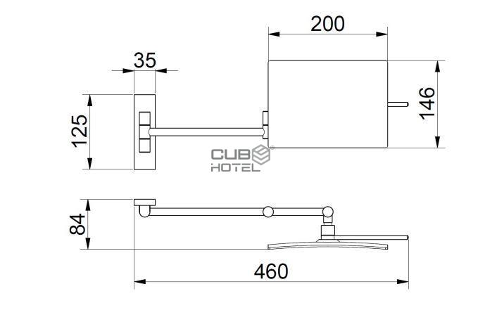 Square Toilet Mirror 3X Magnification with Arm